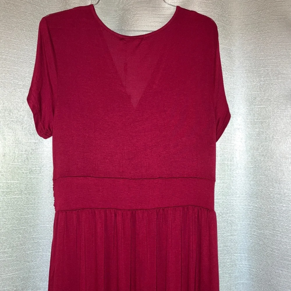Chic Burgundy Short Sleeve Maxi Dress XL - Picture 7 of 11